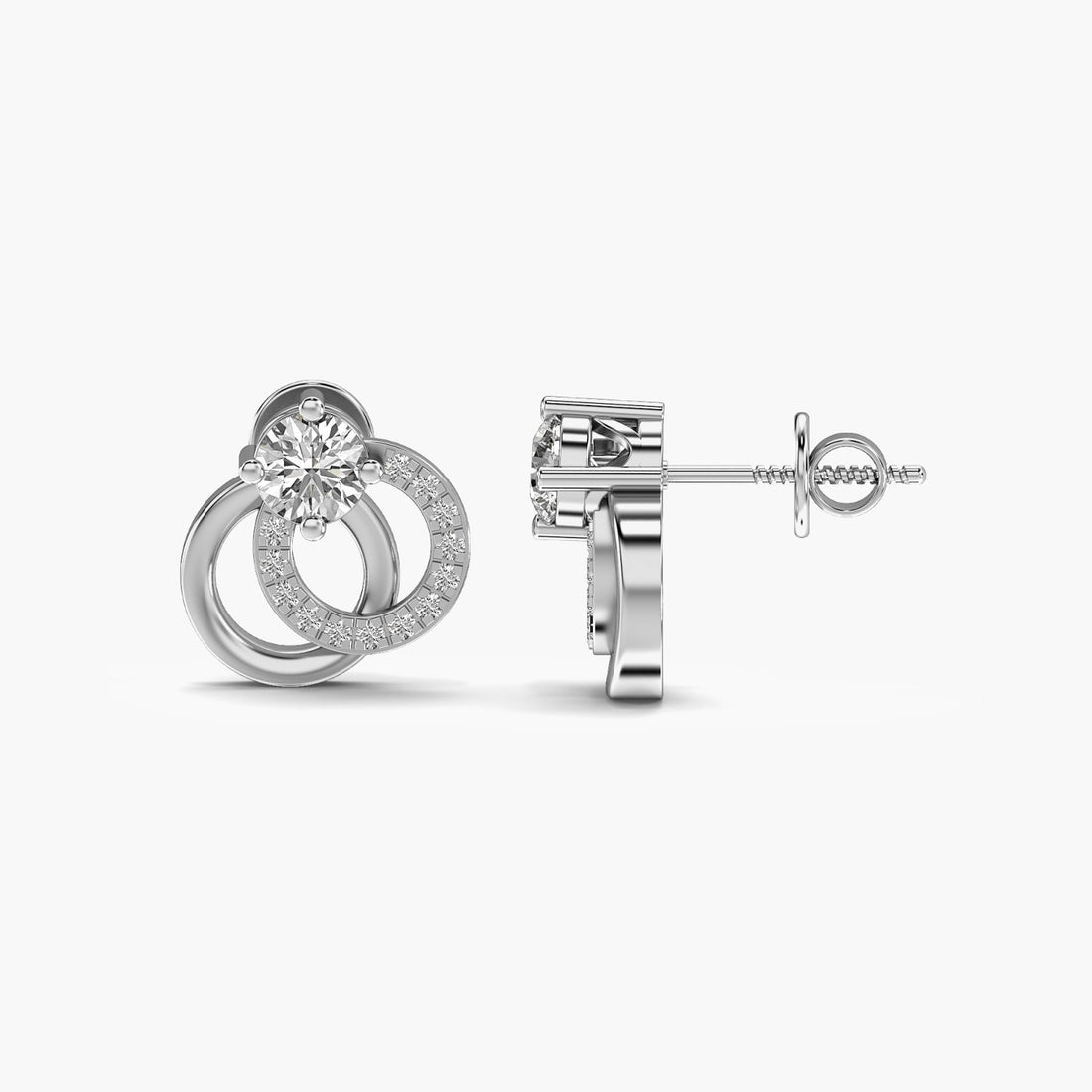 Flowing rounds - Side View in White Gold - Diamond Jewellery by Moena
