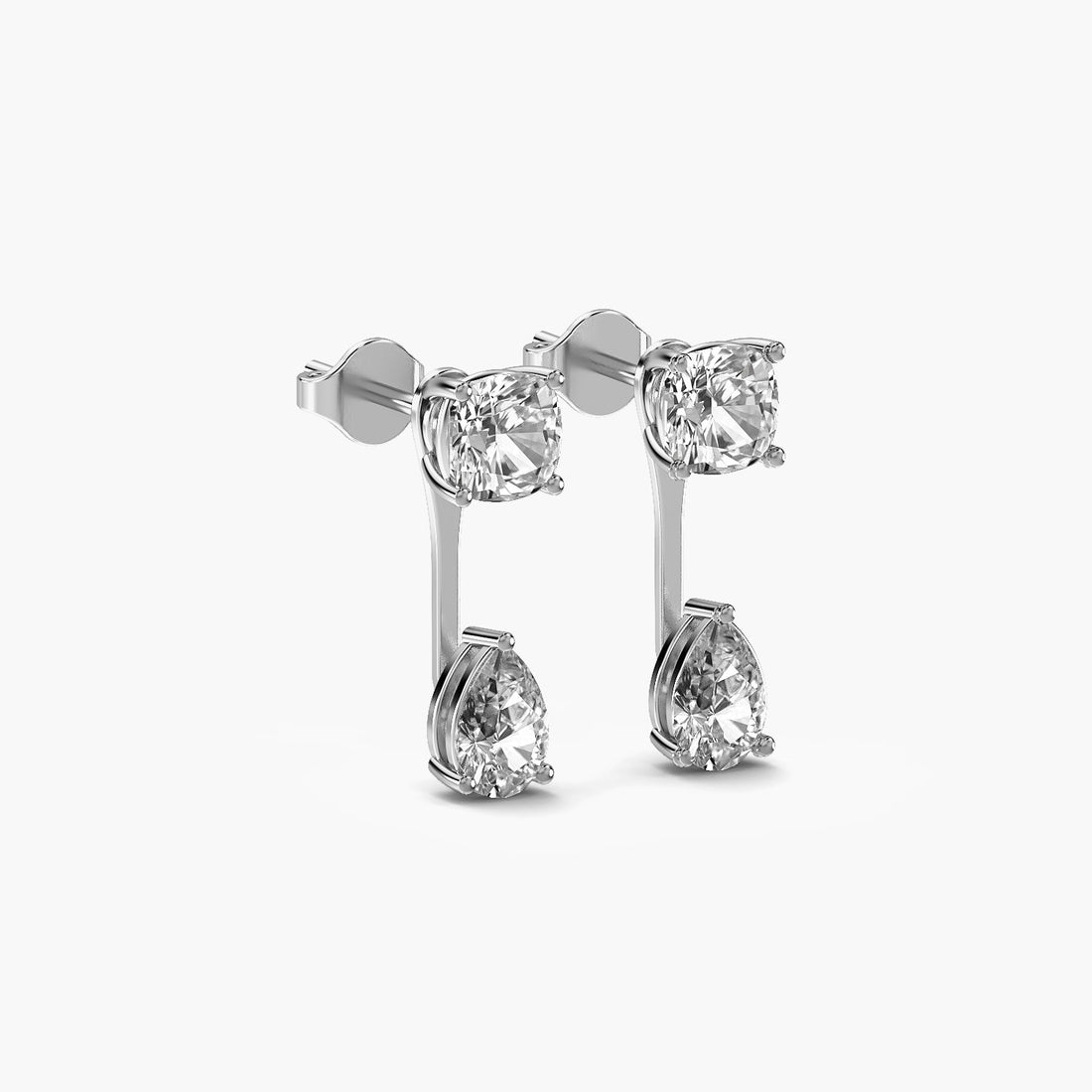 Luminous Solitaire Drop Earrings - 3D View in White Gold - Diamond Earring by Moena