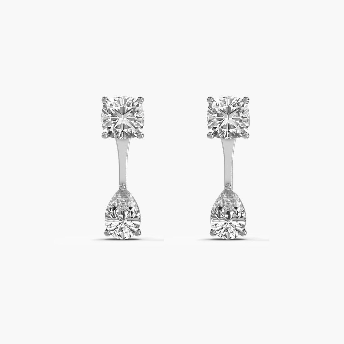 Luminous Solitaire Drop Earrings - Front View in White Gold - Diamond Earring by Moena