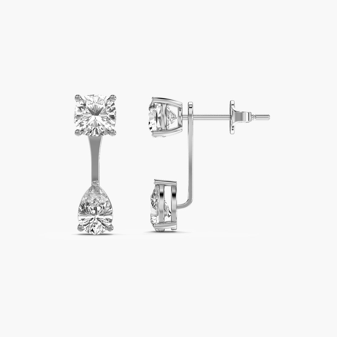 Luminous Solitaire Drop Earrings - Side View in White Gold - Diamond Earring by Moena