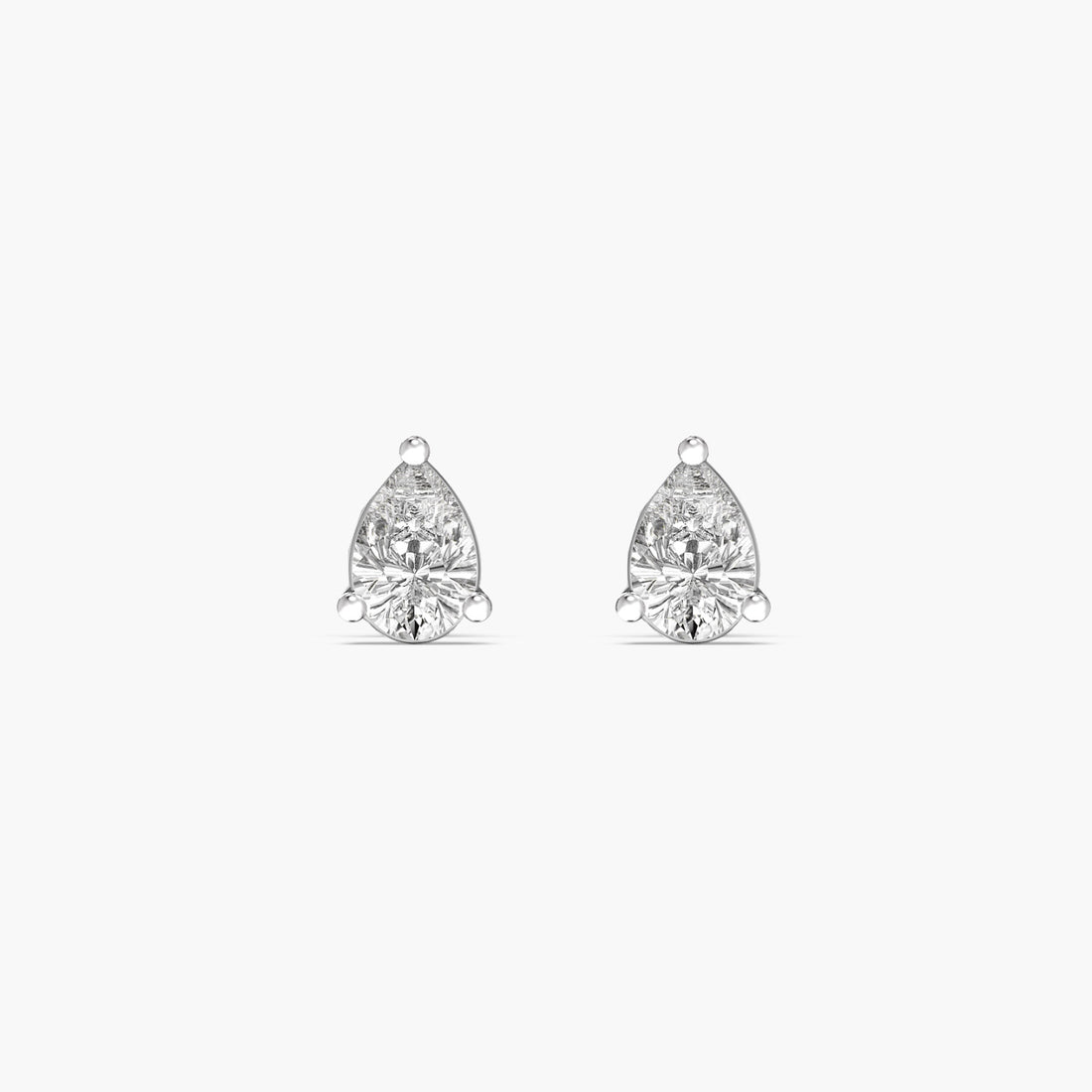 Classic Pear Studs - Front View in White Gold - Pear Diamond Stud by Moena