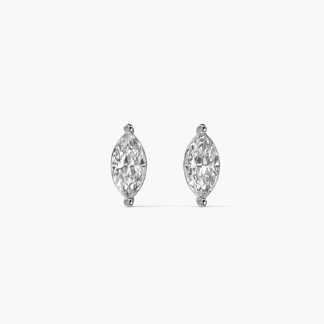 Marquise Glow Diamond Studs - Front View in White Gold - Marquise Diamond Stud by Moena