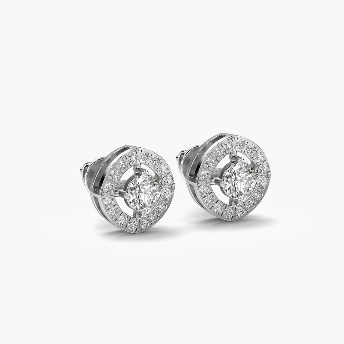 Stellar Radiance Studs - 3D View in White Gold - Diamond Stud by Moena