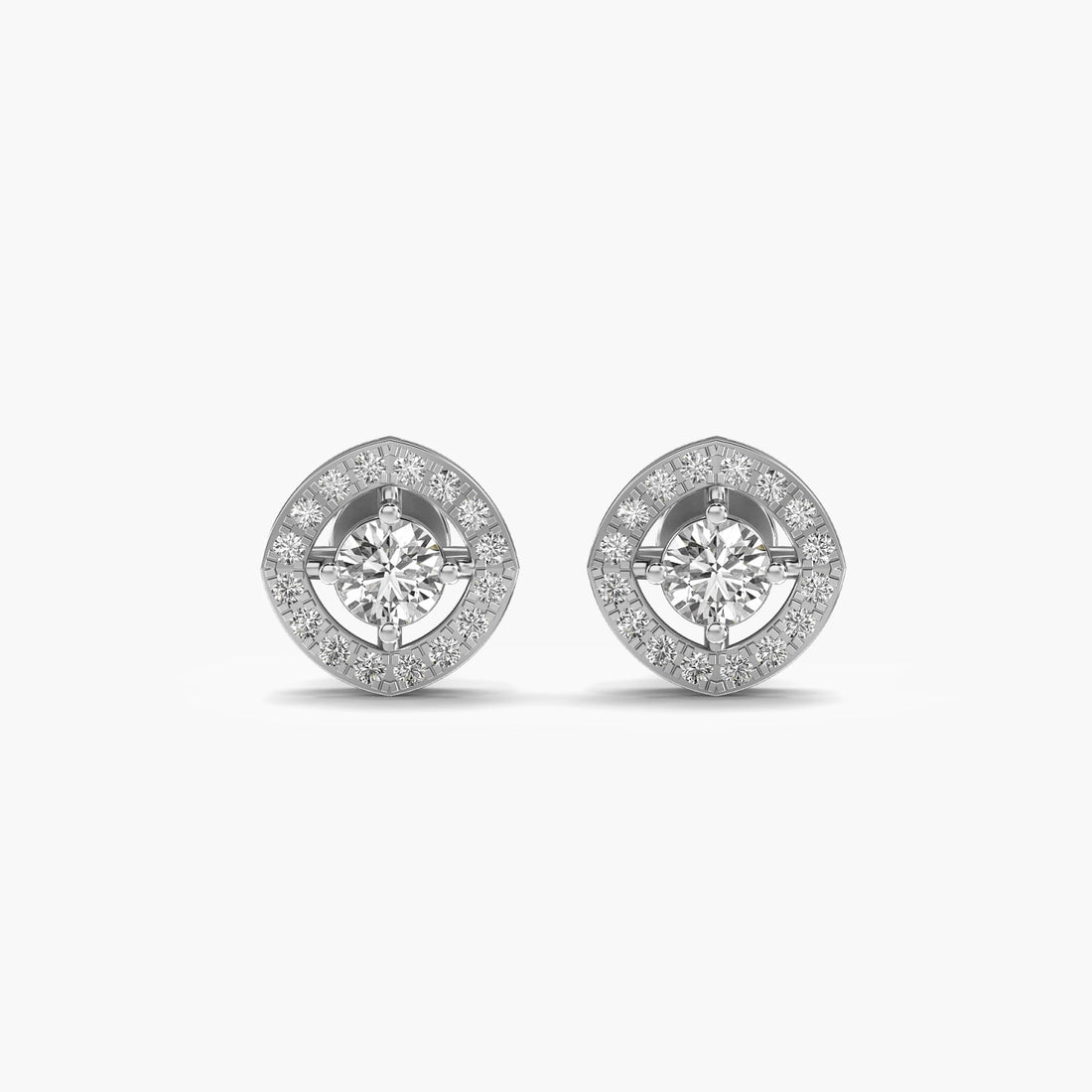 Stellar Radiance Studs - Front View in White Gold - Diamond Stud by Moena