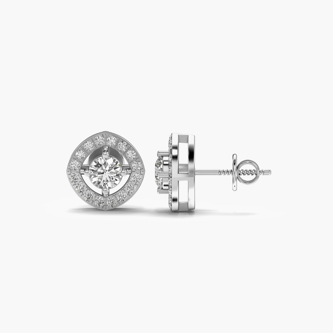 Stellar Radiance Studs - Side View in White Gold - Diamond Stud by Moena