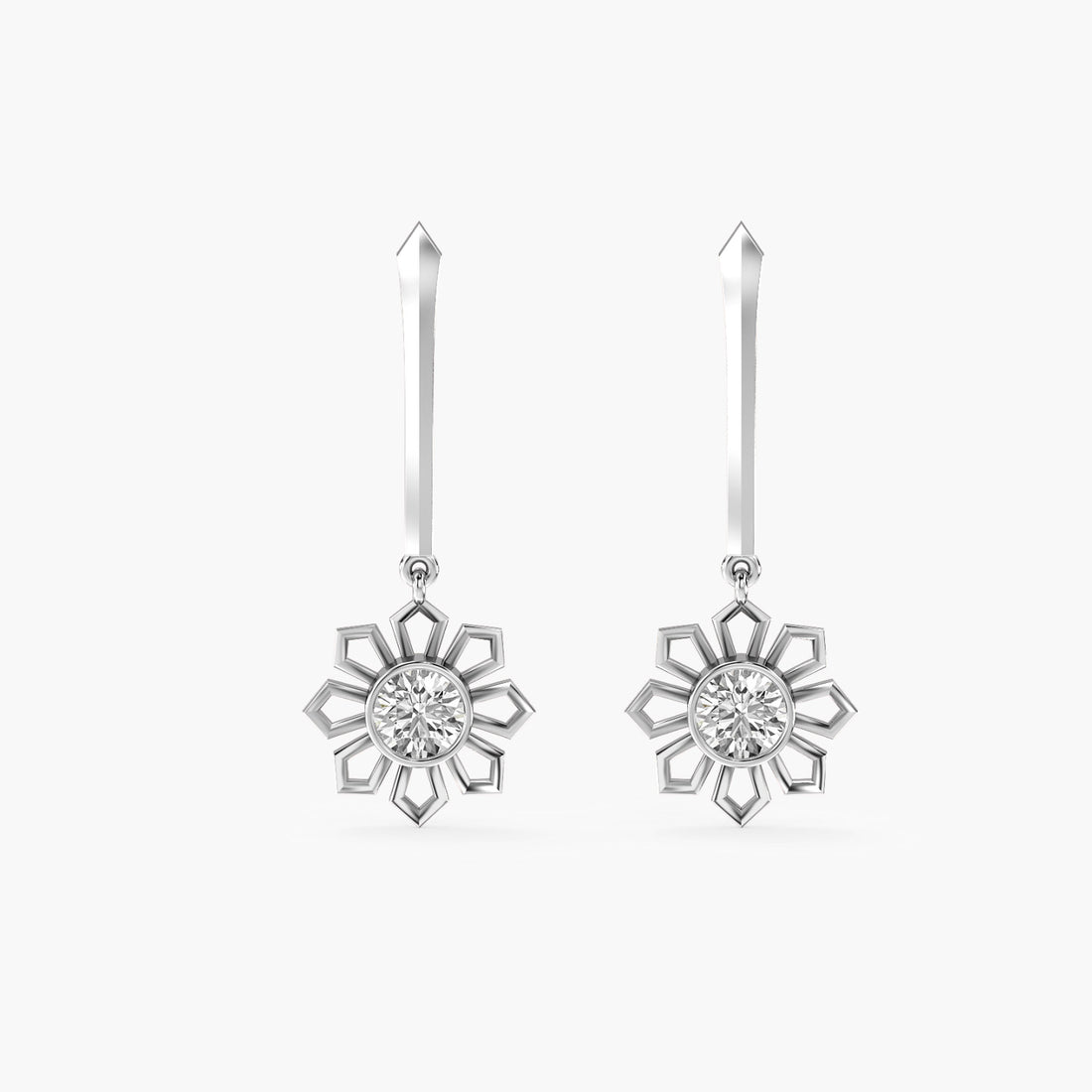 Flora Drops - Front View in White Gold - Diamond Jewellery by Moena