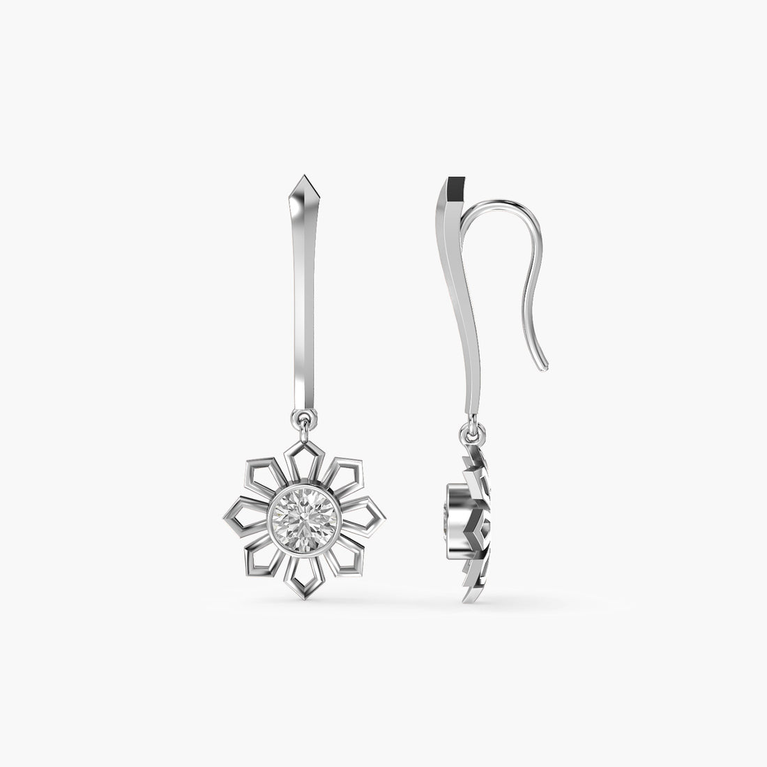 Flora Drops - Side View in White Gold - Diamond Jewellery by Moena