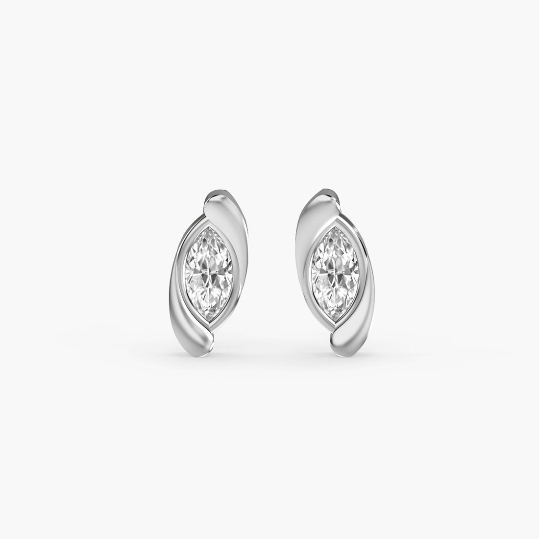 Glint Swirl Earrings - Standard View in White Gold - Diamond Earring by Moena