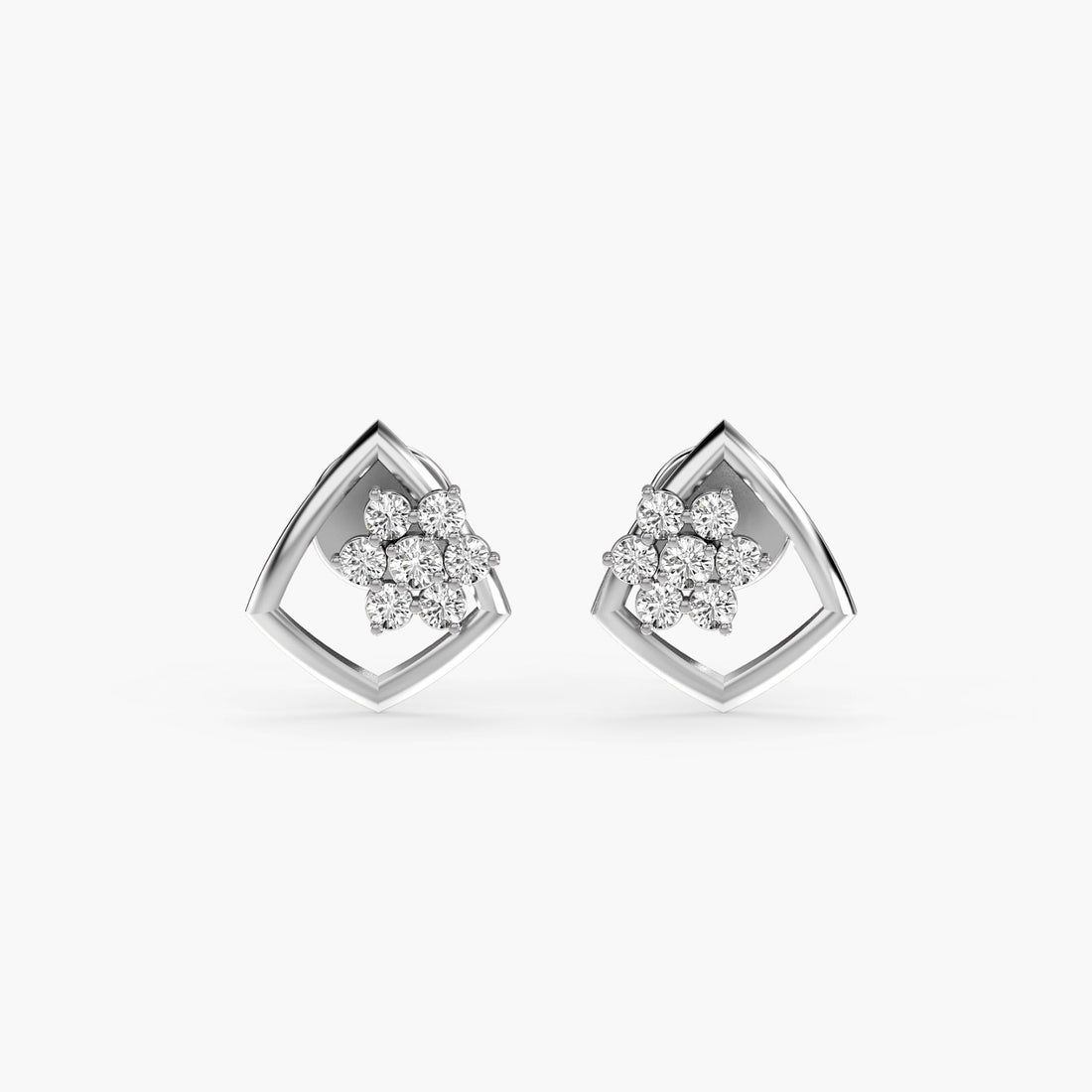 Blossom Frame Studs - Standard View in White Gold - Diamond Stud by Moena