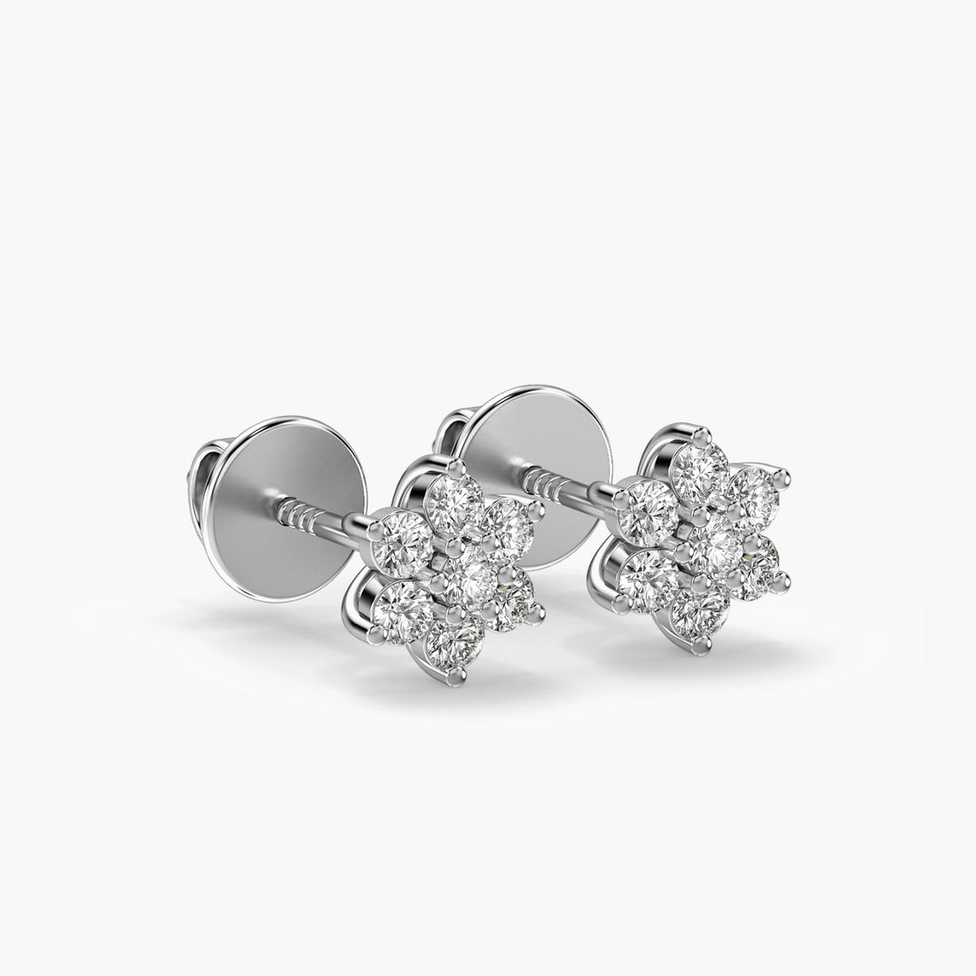 Shimmer Flora Shields - 3D View in White Gold - Diamond Jewellery by Moena
