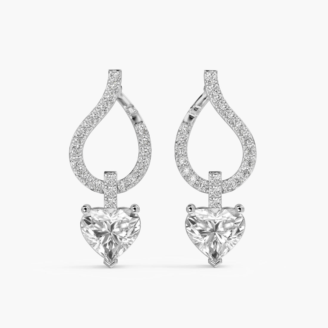 Heartline Dazzle Drops - Front View in White Gold - Diamond Jewellery by Moena