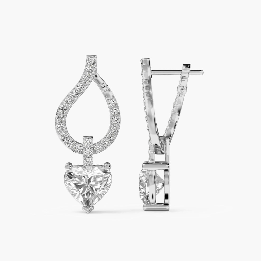 Heartline Dazzle Drops - Side View in White Gold - Diamond Jewellery by Moena