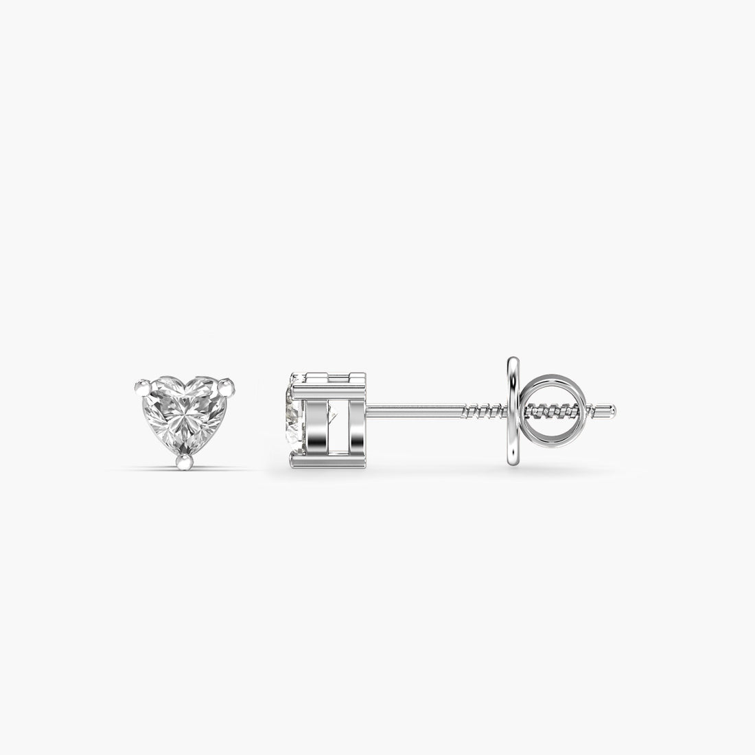 True Love Studs - Side View in White Gold - Diamond Stud by Moena
