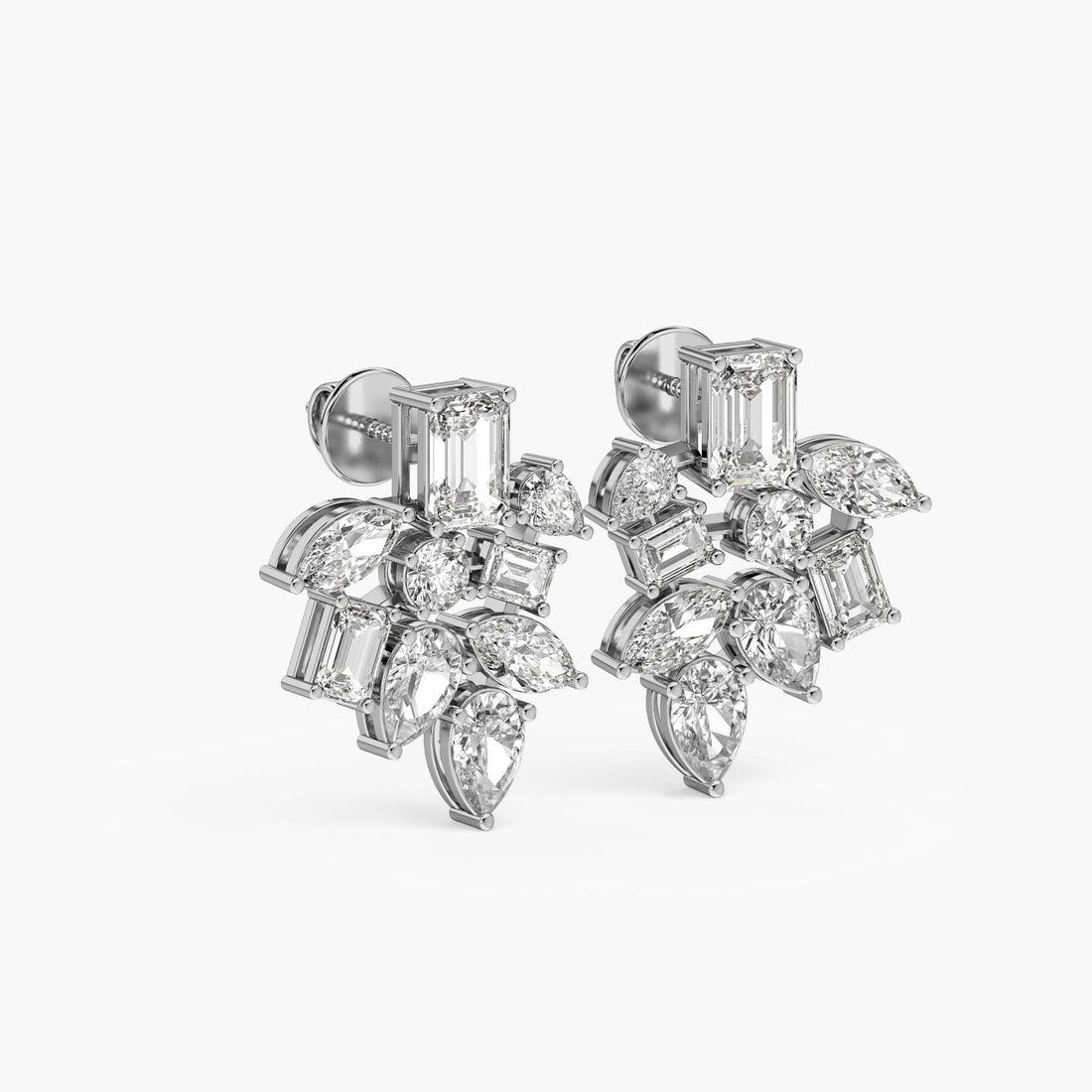 Celeste Bloom Studs - 3D View in White Gold - Diamond Stud by Moena