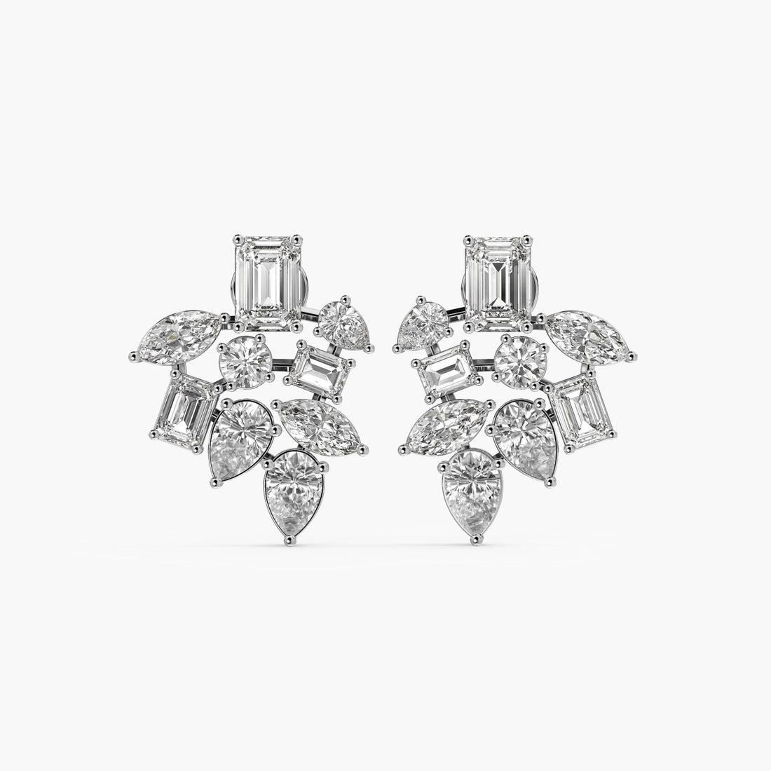 Celeste Bloom Studs - Front View in White Gold - Diamond Stud by Moena