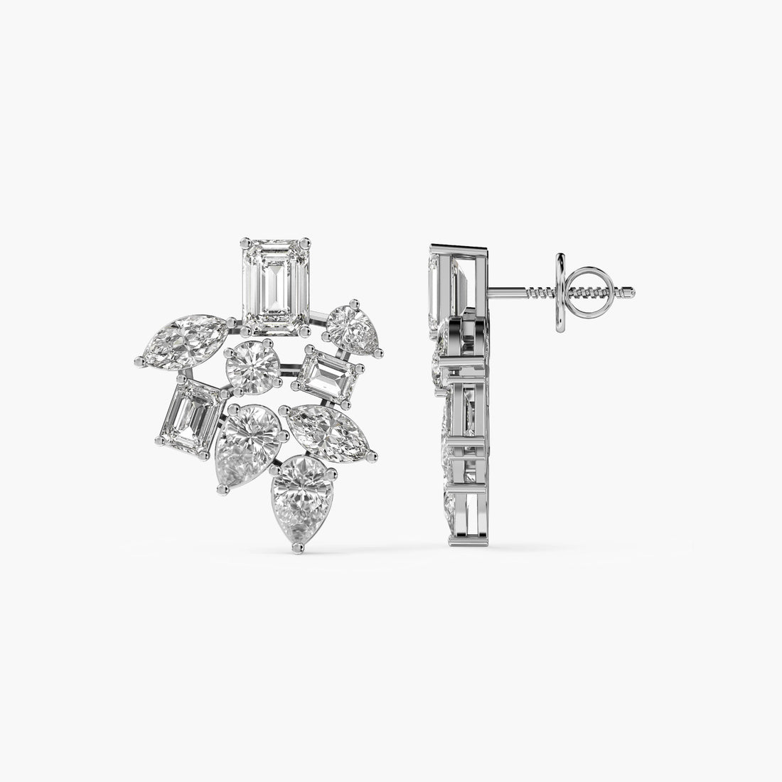 Celeste Bloom Studs - Side View in White Gold - Diamond Stud by Moena