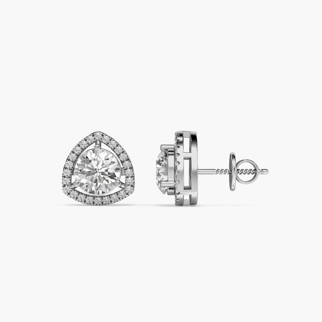 Trilliant Halo - Side View in White Gold - Trilliant Diamond Jewellery by Moena