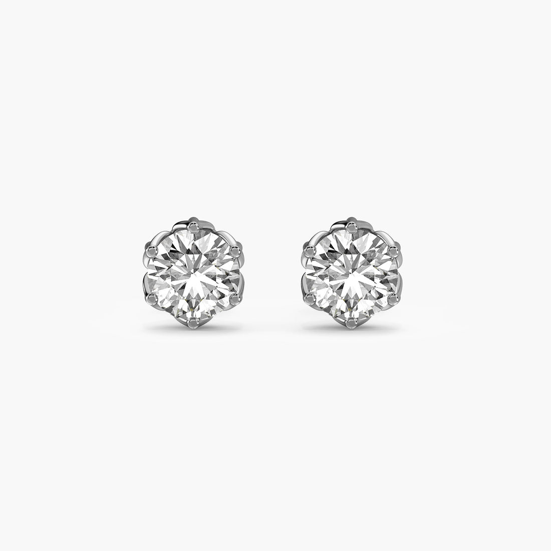 Petal Crown Lab-Grown Diamond Studs - Front View in White Gold - Diamond Stud by Moena