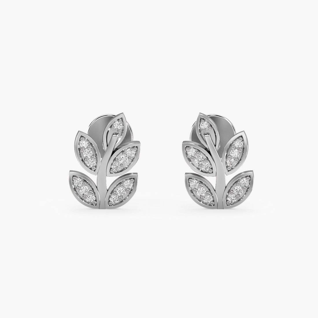 Verdant Glow Earrings - Front View in White Gold - Diamond Earring by Moena