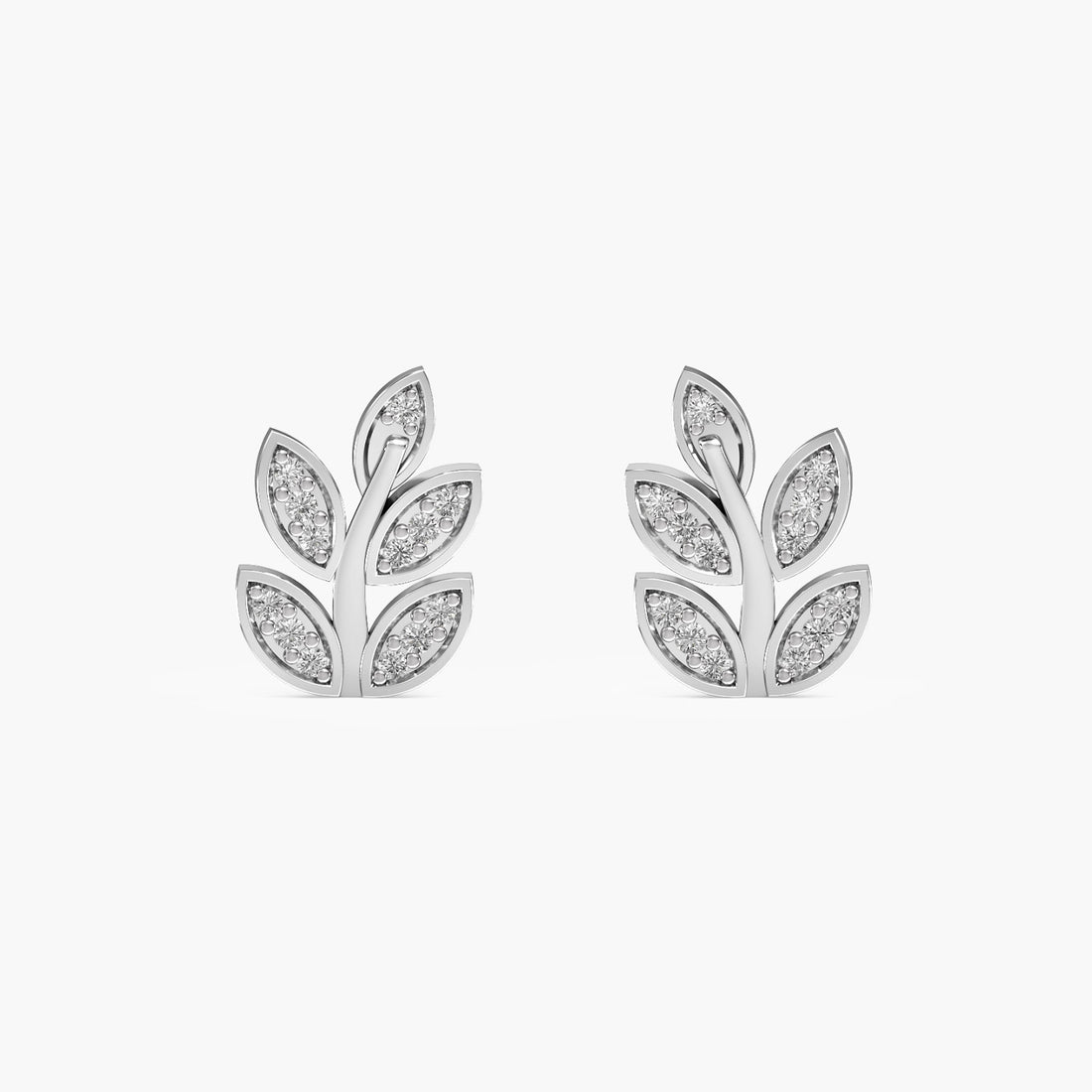 Verdant Glow Earrings - Front View in White Gold - Diamond Earring by Moena