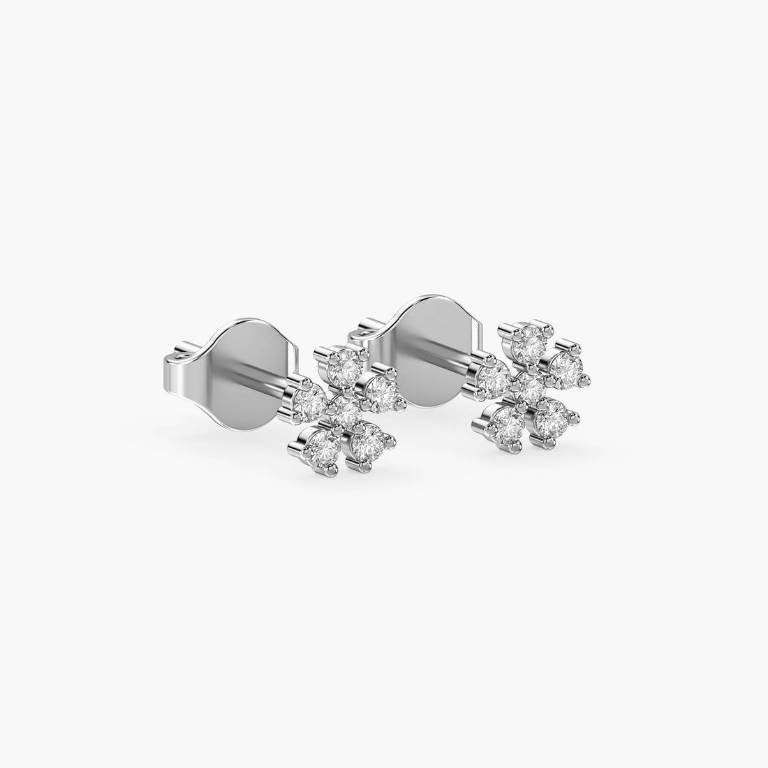 Lustre Flora Earrings - 3D View in White Gold - Diamond Earring by Moena