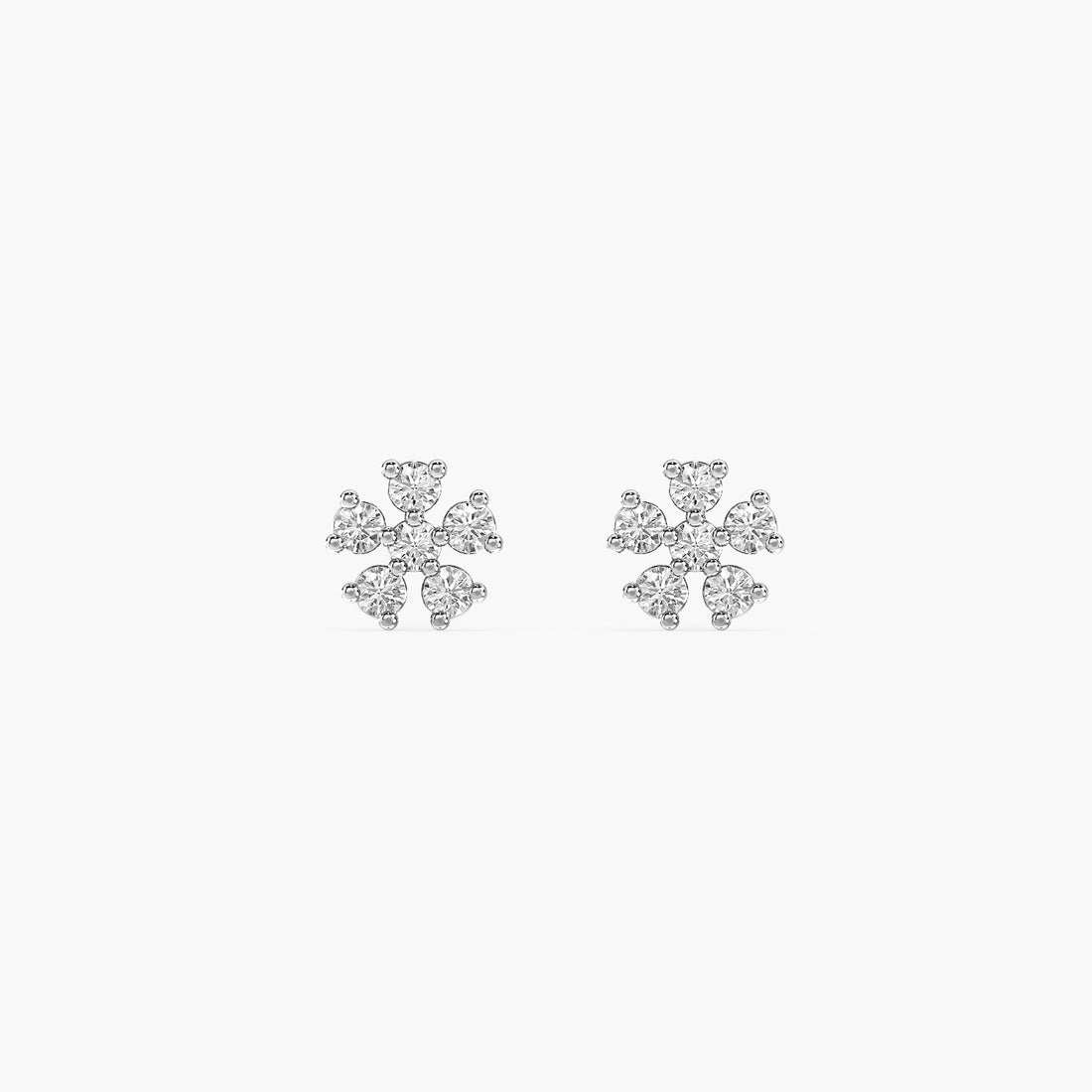 Lustre Flora Earrings - Front View in White Gold - Diamond Earring by Moena
