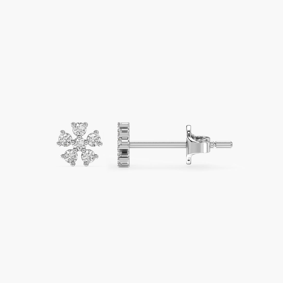 Lustre Flora Earrings - Side View in White Gold - Diamond Earring by Moena