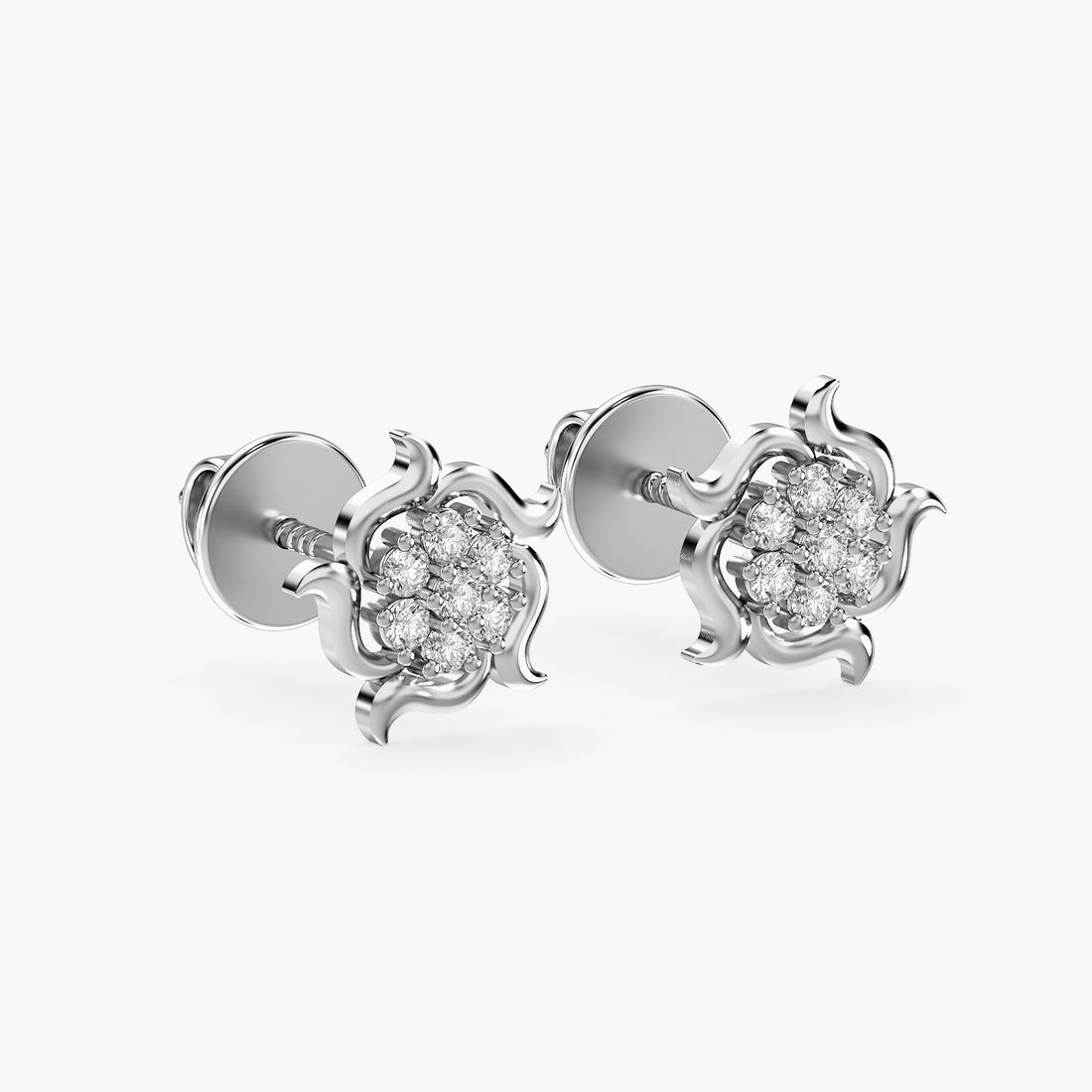 Golden Flame - 3D View in White Gold - Diamond Jewellery by Moena