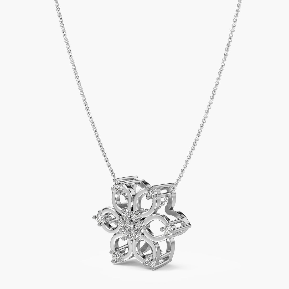 Floral Radiance Earrings - 3D View in White Gold - Diamond Earring by Moena