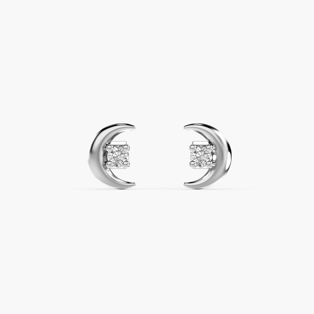 Luna Diamond Studs - Front View in White Gold - Diamond Stud by Moena