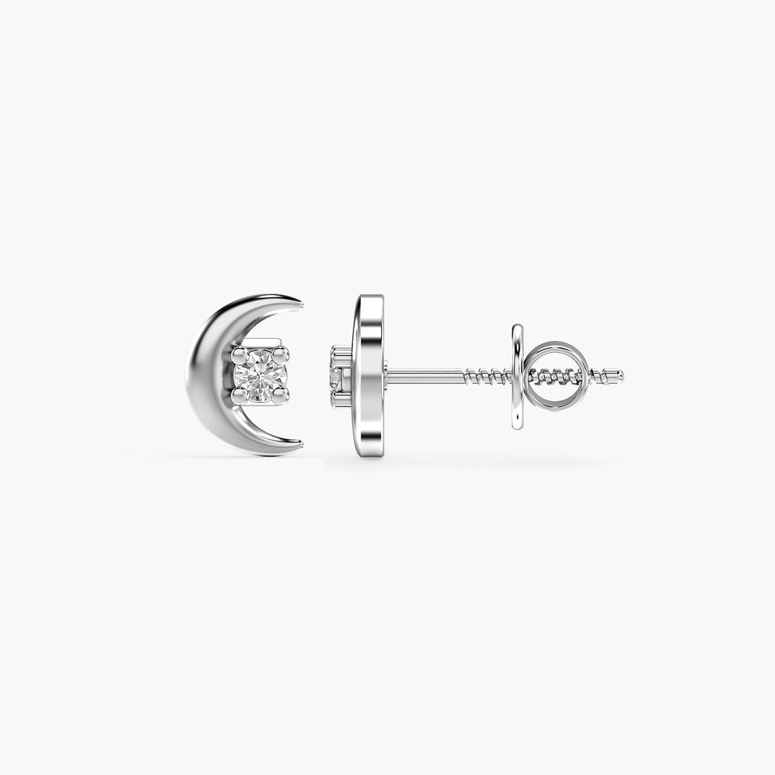 Luna Diamond Studs - Side View in White Gold - Diamond Stud by Moena