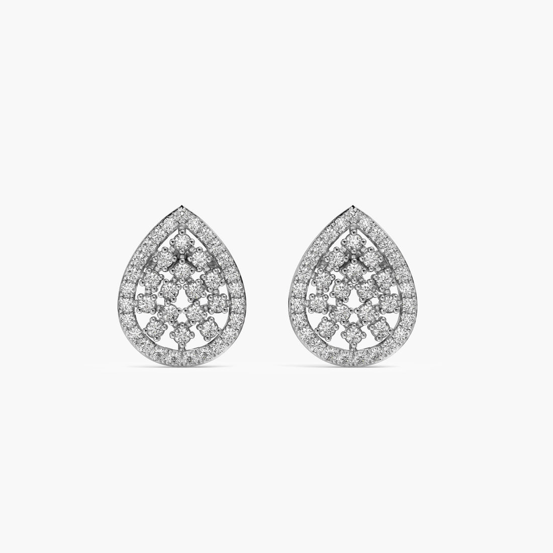 Teardrop Shine Studs - Front View in White Gold - Diamond Stud by Moena