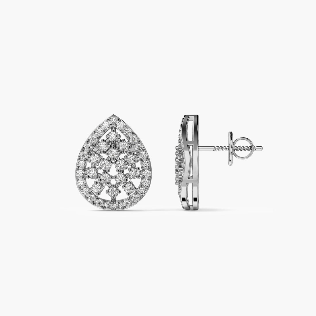 Teardrop Shine Studs - Side View in White Gold - Diamond Stud by Moena