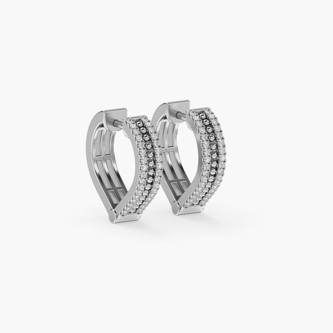 Shimmering Delight Hoops - 3D View in White Gold - Diamond Jewellery by Moena