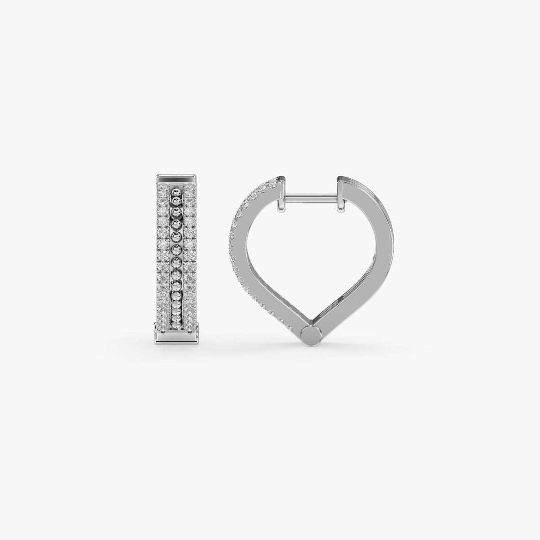 Shimmering Delight Hoops - Side View in White Gold - Diamond Jewellery by Moena