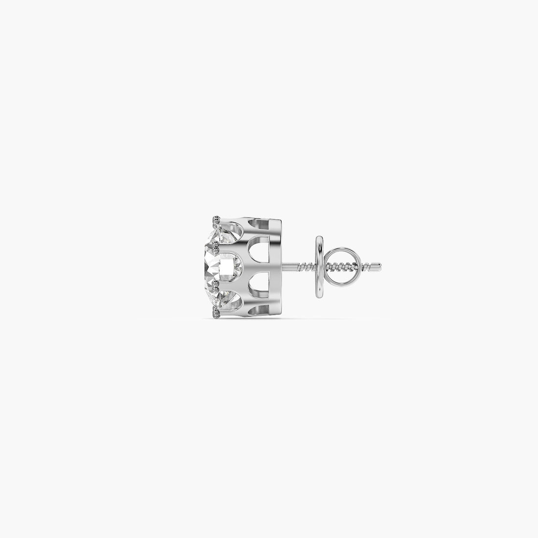Classic Solitaire Men's Stud - Side View in White Gold - Diamond Stud by Moena