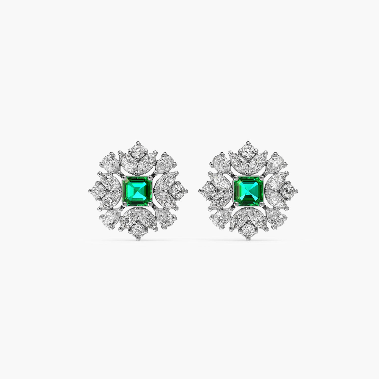 Green Bloom Stud Earrings