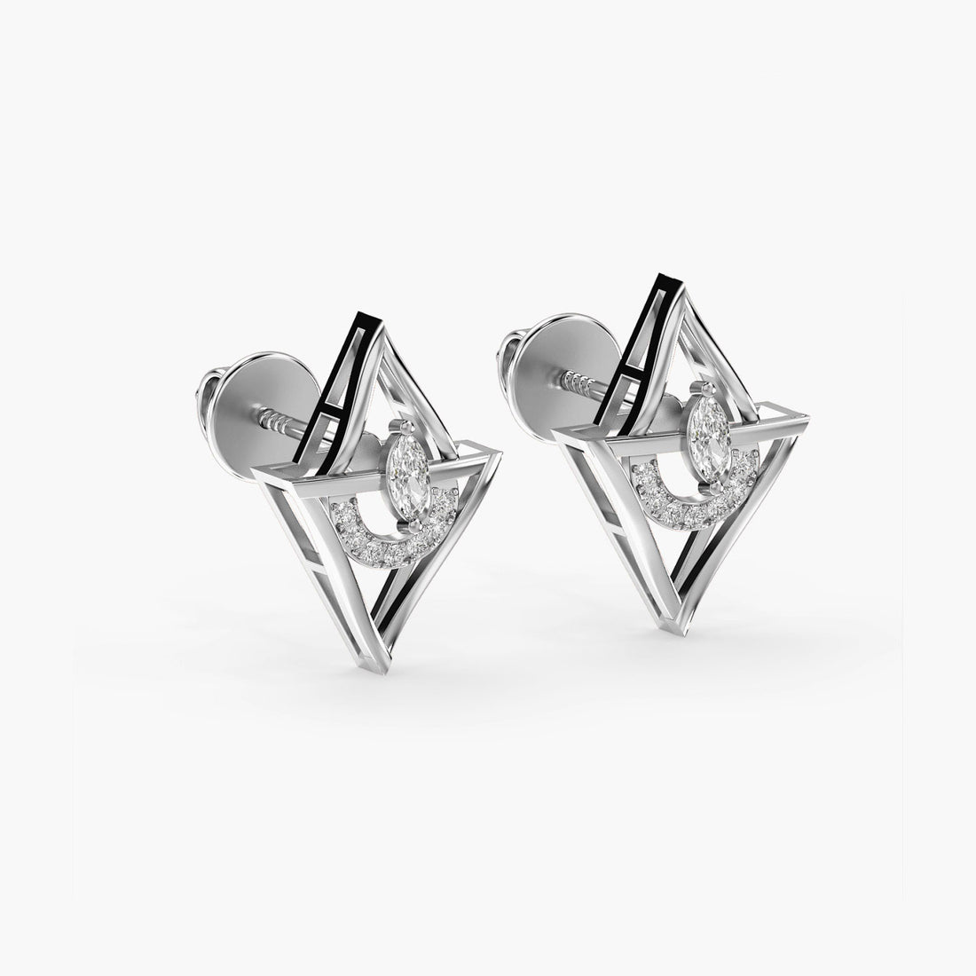 Prism Glow - 3D View in White Gold - Diamond Jewellery by Moena