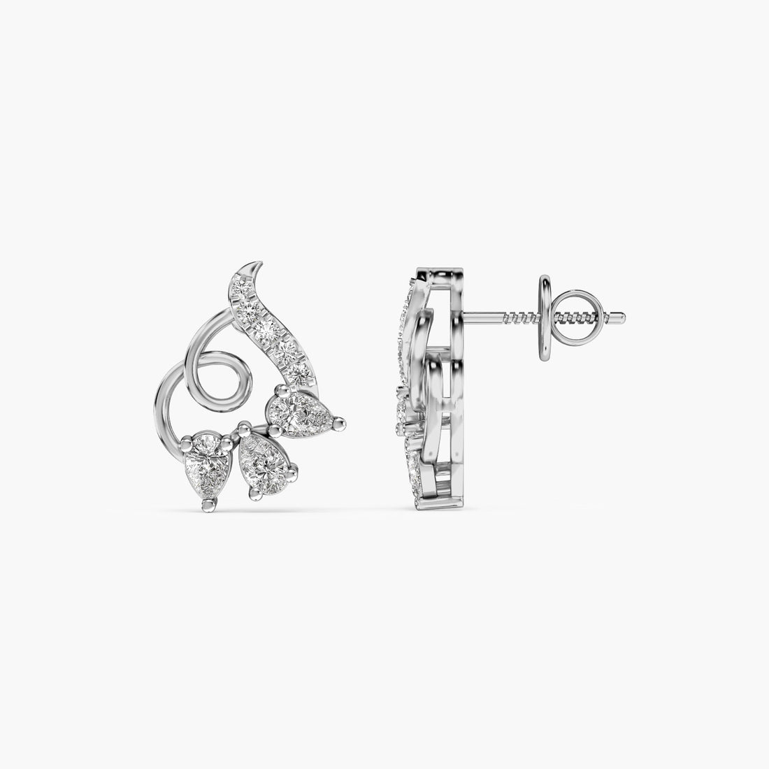 Bloom Whirl - Side View in White Gold - Diamond Jewellery by Moena