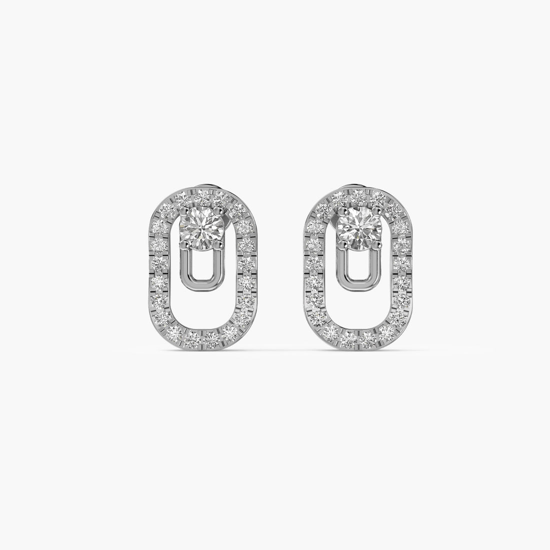 Luxe Link Diamond Earrings - Front View in White Gold - Diamond Earring by Moena