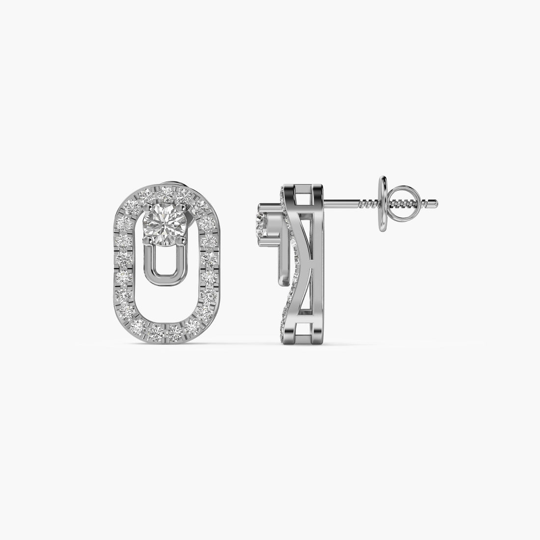 Luxe Link Diamond Earrings - Side View in White Gold - Diamond Earring by Moena