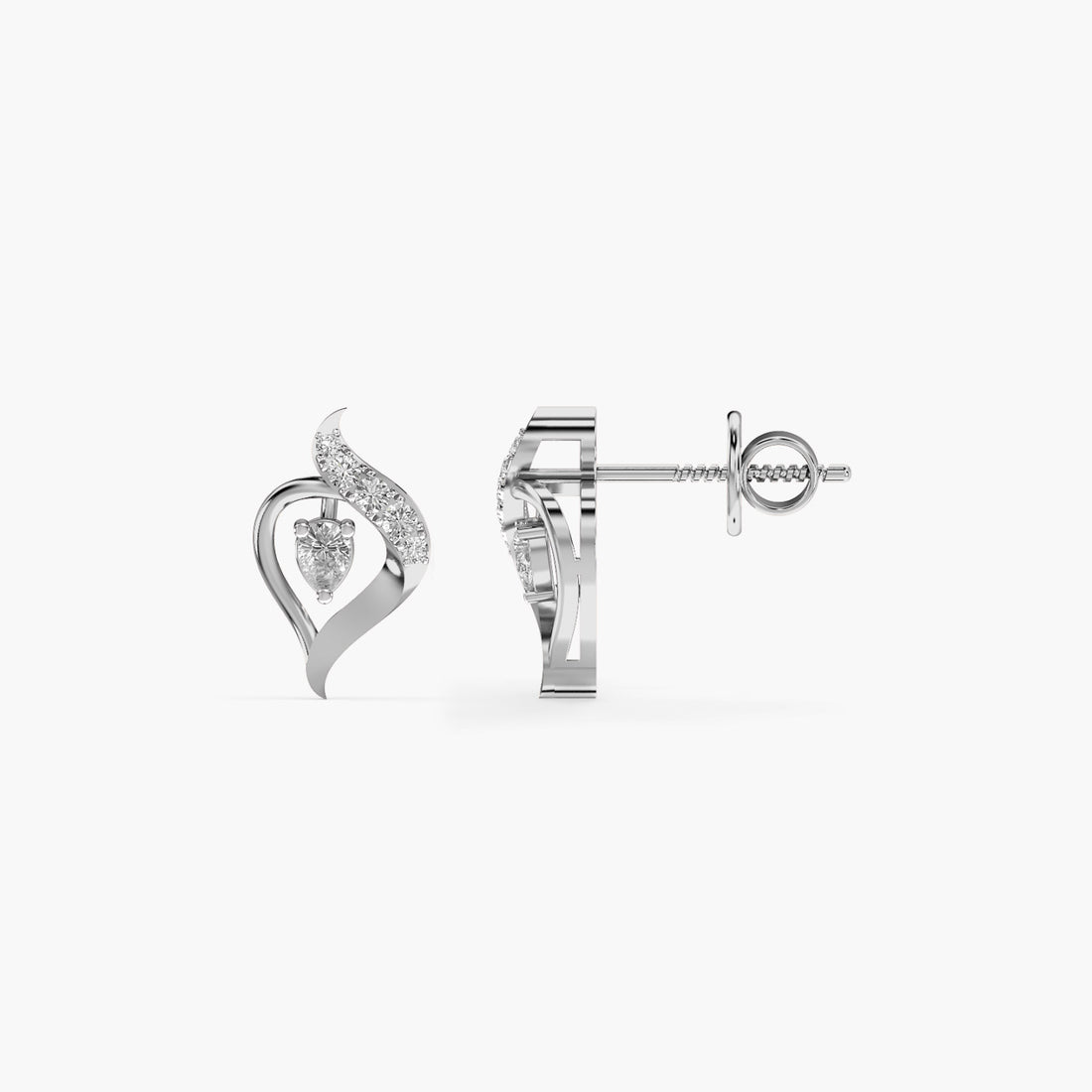 Heartfelt Sparkle - Side View in White Gold - Diamond Jewellery by Moena