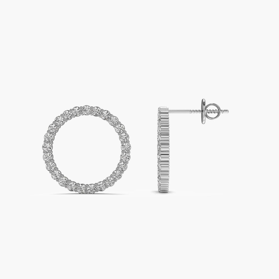 Diamond Circle Studs - Side View in White Gold - Diamond Stud by Moena