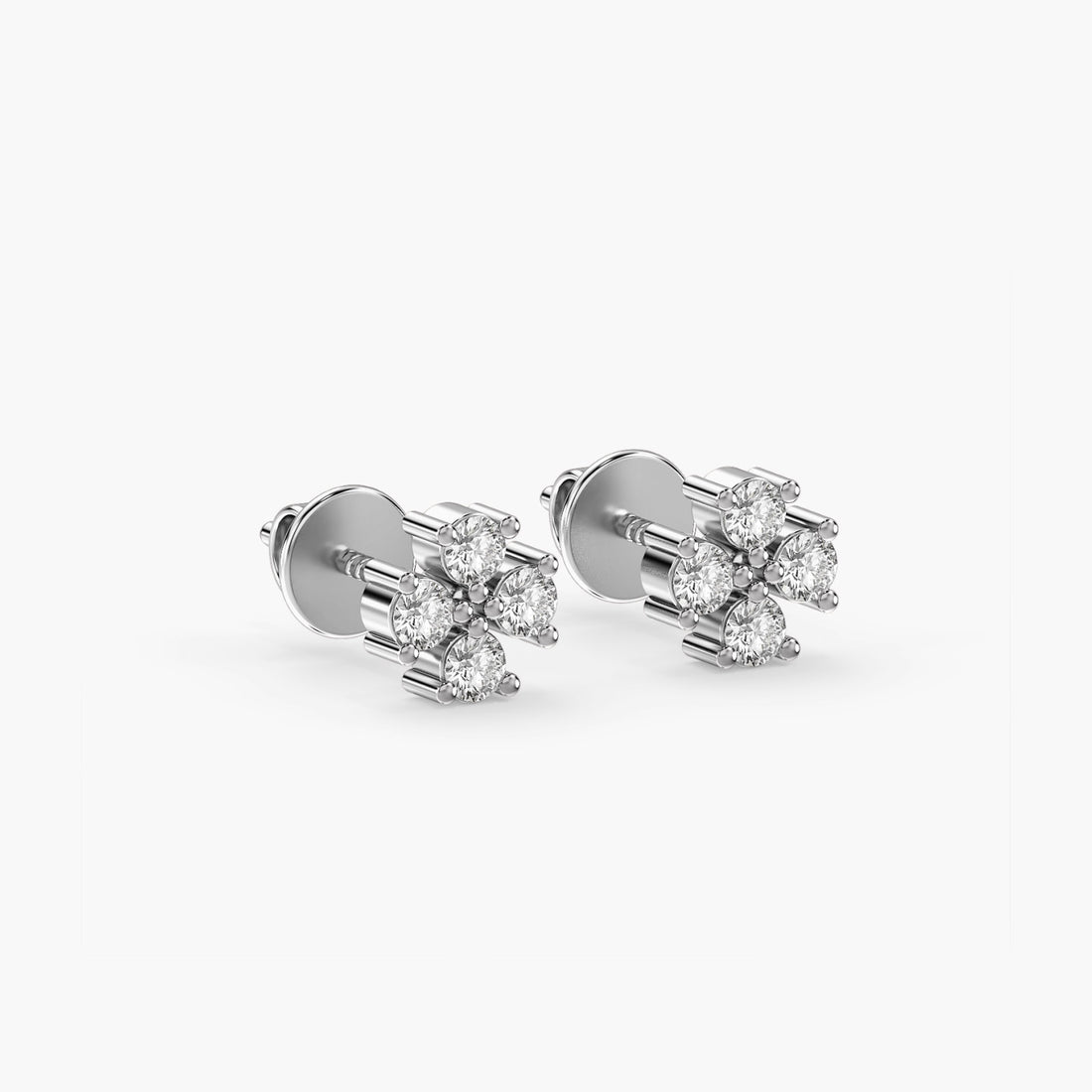 Diamond Petal Earrings - 3D View in White Gold - Diamond Earring by Moena