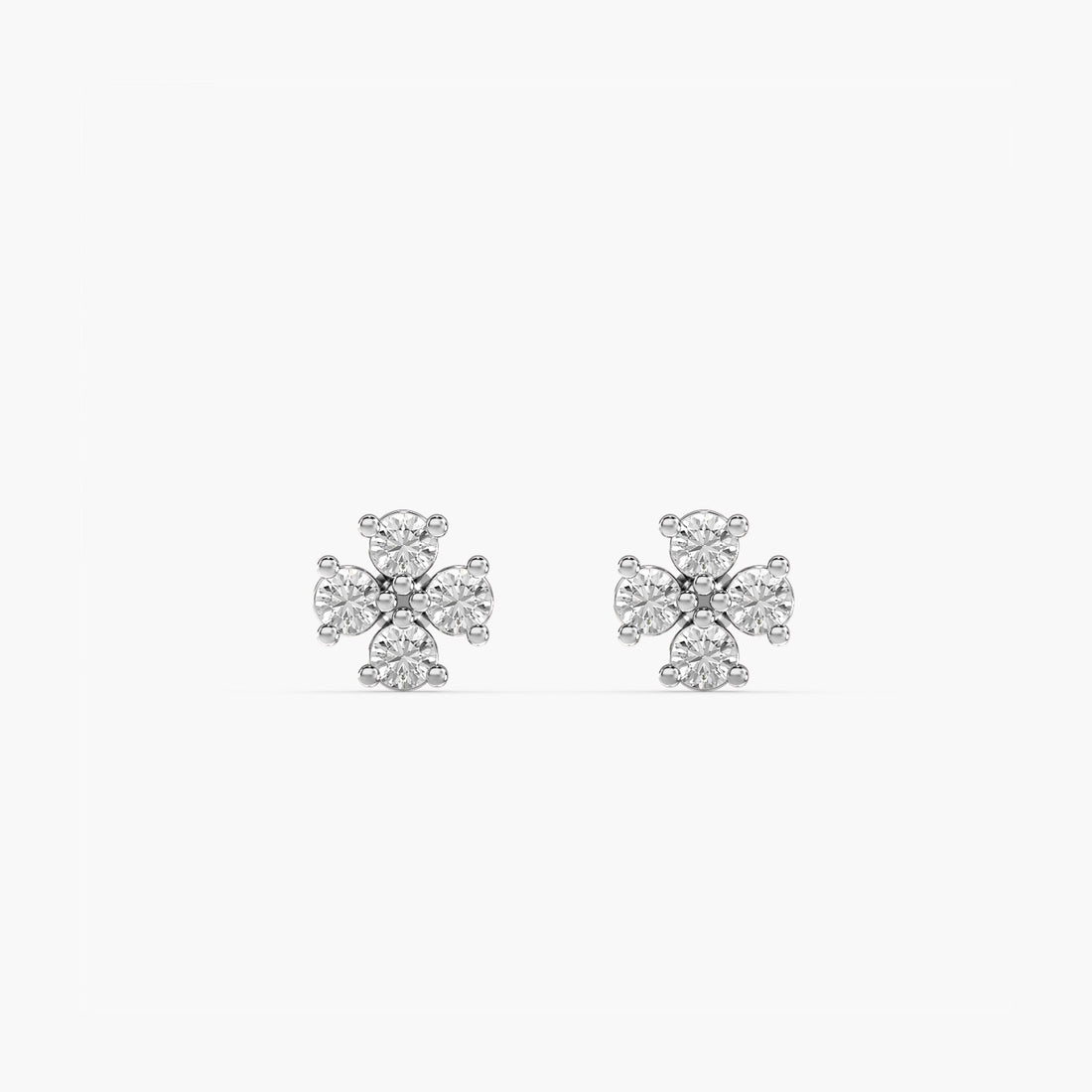 Diamond Petal Earrings - Front View in White Gold - Diamond Earring by Moena