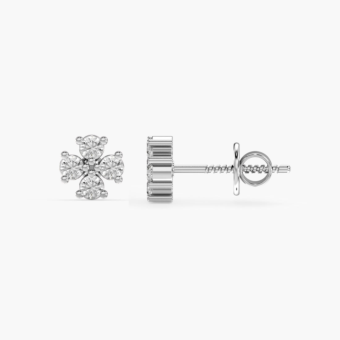 Diamond Petal Earrings - Side View in White Gold - Diamond Earring by Moena
