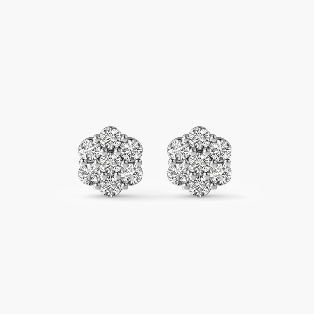 Bloom Cluster Lab-Grown Diamond Studs - Front View in White Gold - Diamond Stud by Moena