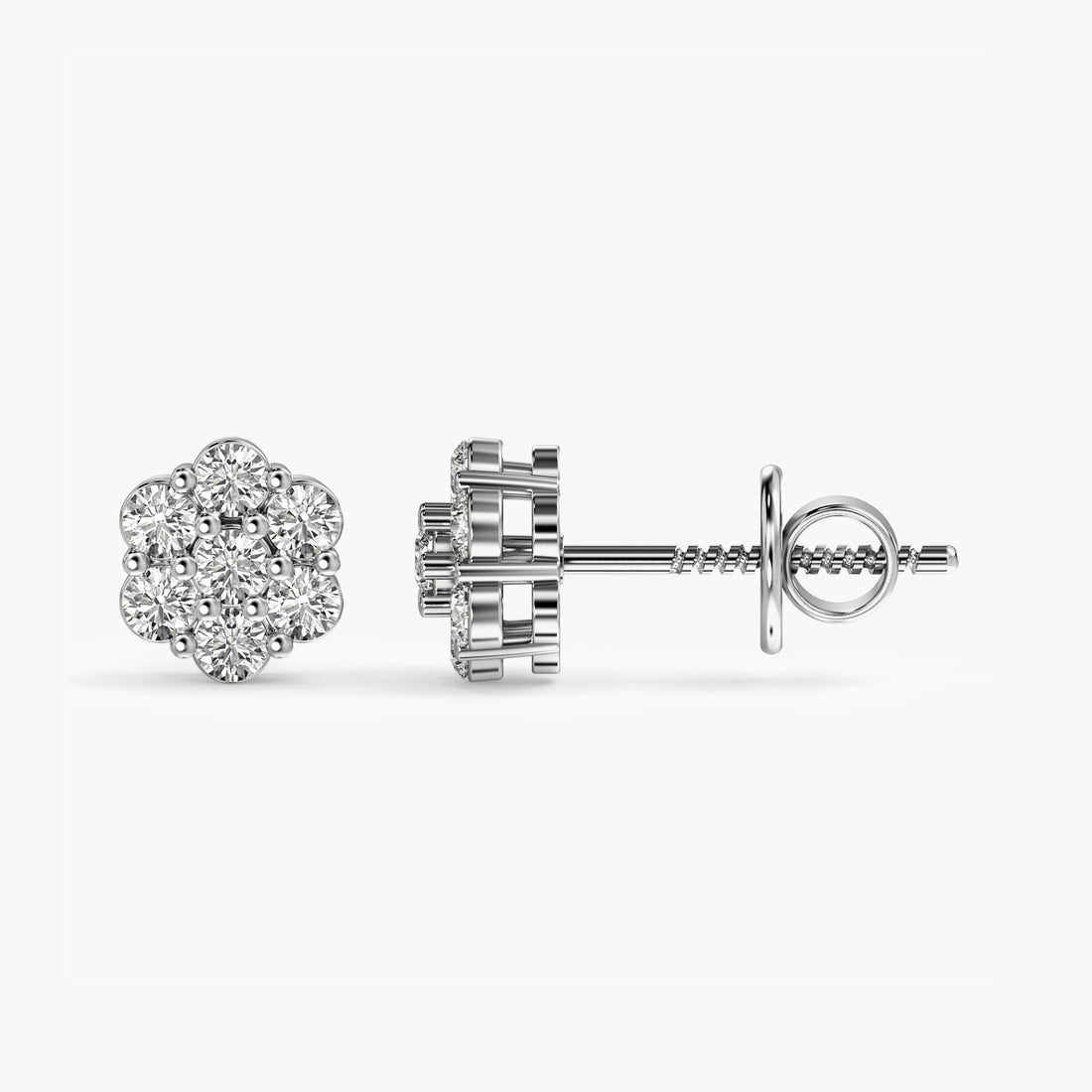 Bloom Cluster Lab-Grown Diamond Studs - Side View in White Gold - Diamond Stud by Moena