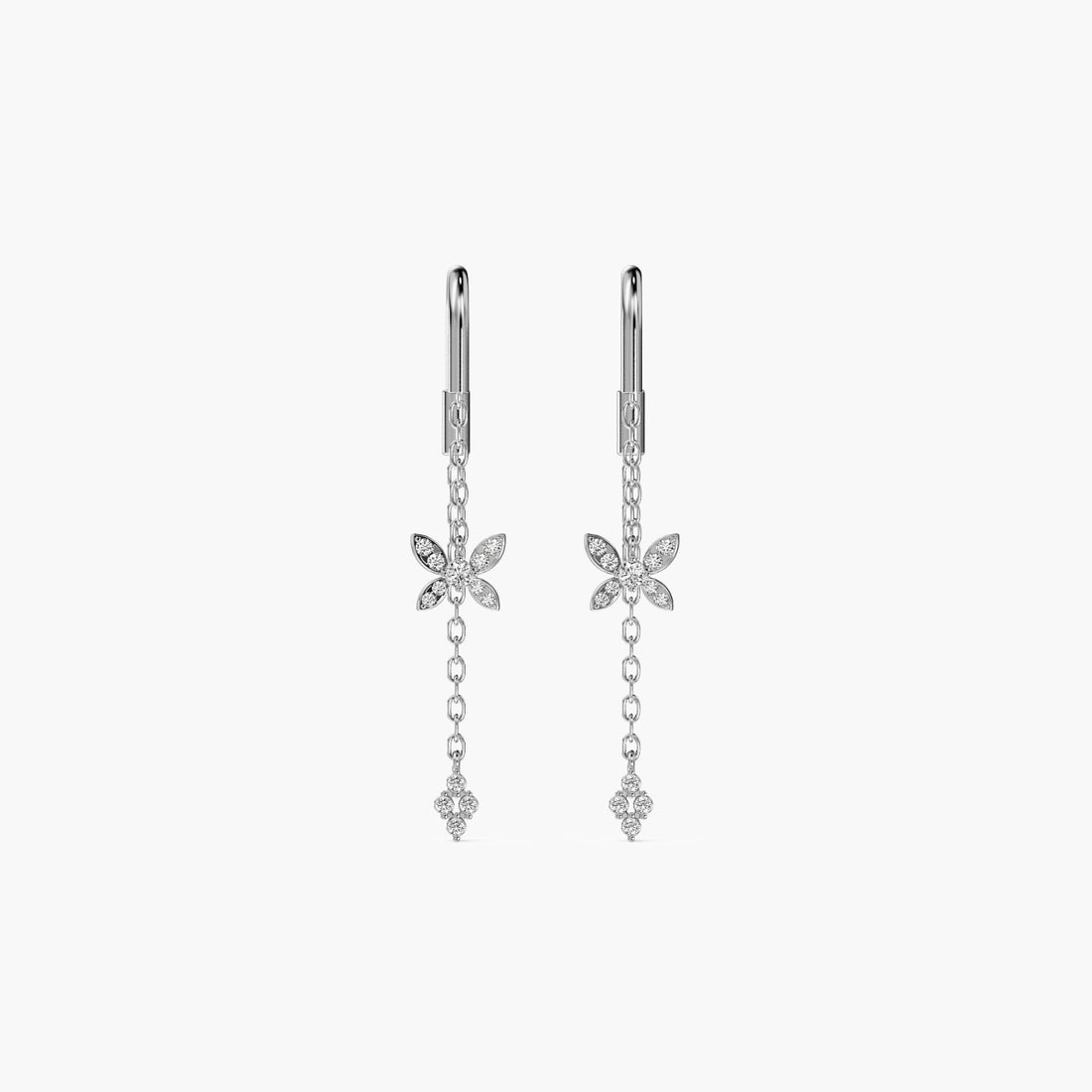 Flutter Chain Lab-Grown Diamond Earrings - Front View in White Gold - Diamond Earring by Moena