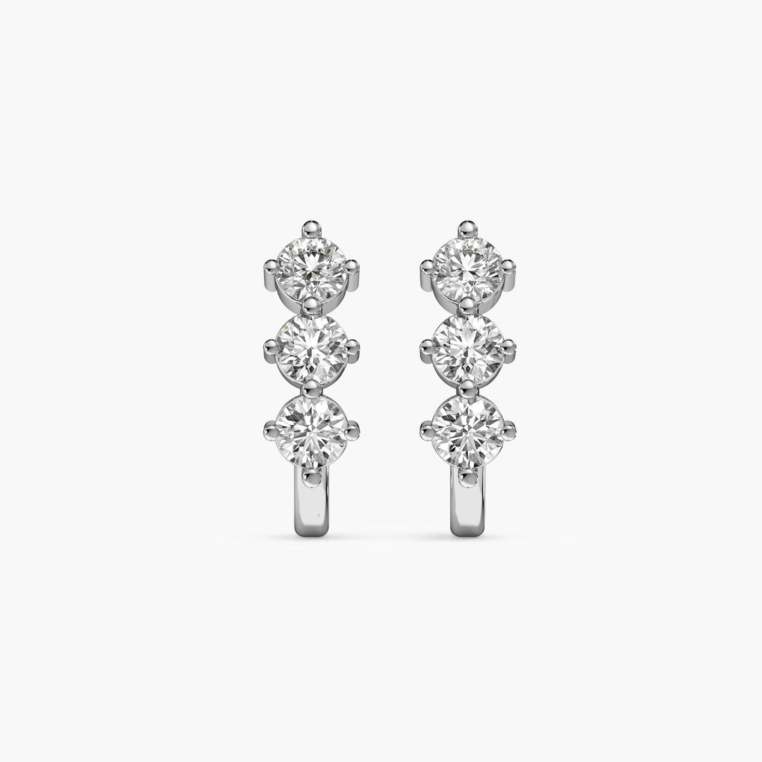 Triple Row Diamond Ear Climbers - Front View in White Gold - Diamond Jewellery by Moena